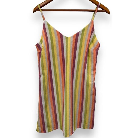 Stillettos M Striped Strappy Sundress Spaghetti Adjustable Lined Pockets White - Picture 1 of 5